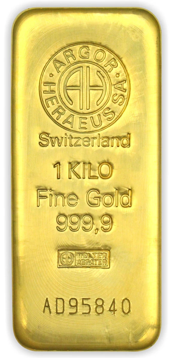 Lingotto oro 1000 g Argor Heraeus